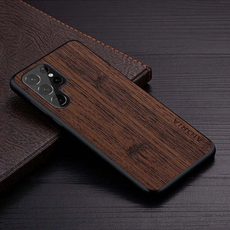 Case for samsung galaxy s24 s25 s22 s23 ultra plus edge fe coque bamboo wood pattern leather cover funda samsung s24