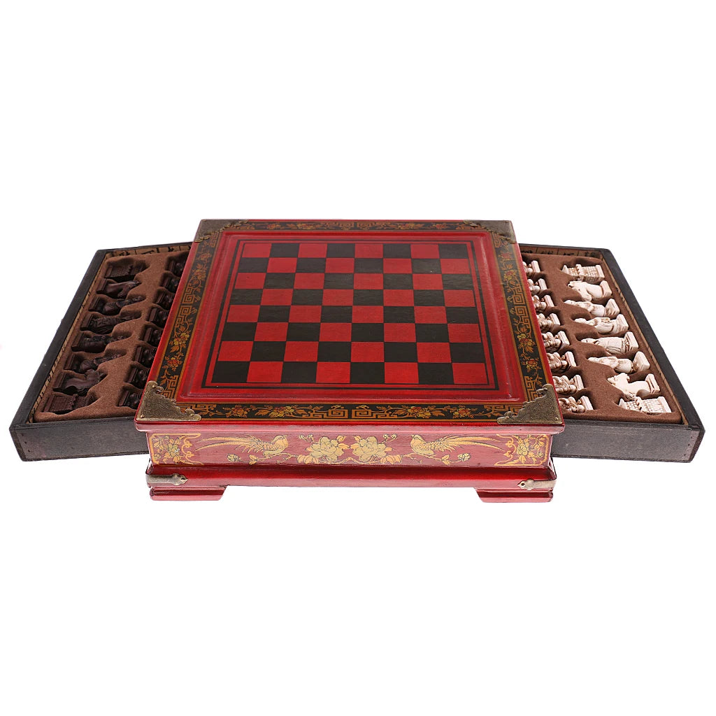 Chinese chess game 32 pieces + wooden box for leisure and entertainment