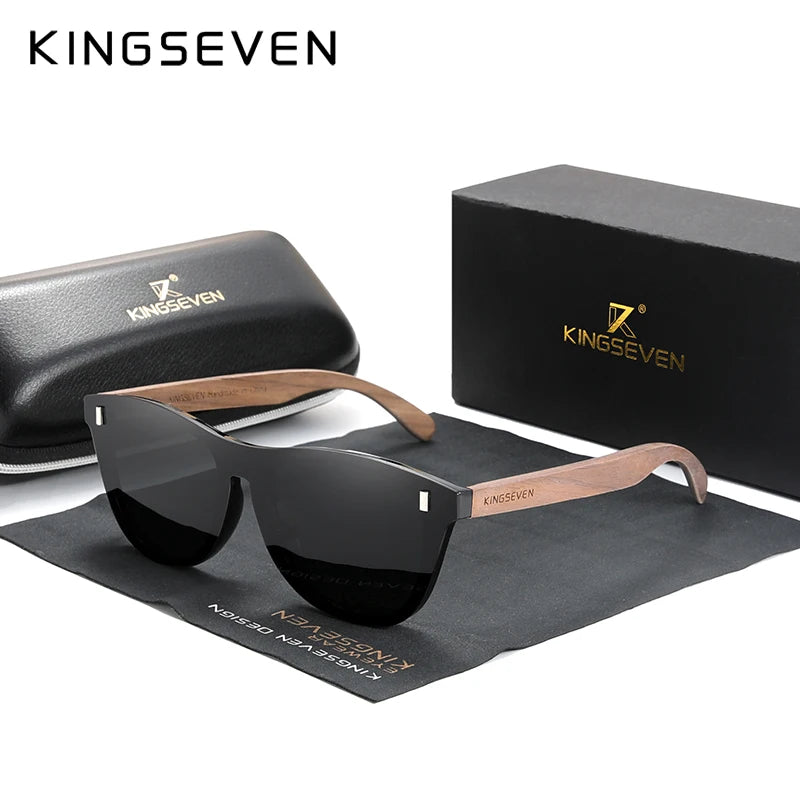 Kingseven exclusive design vintage men’s glasses walnut wooden sunglasses uv400 protection fashion square sun glasses