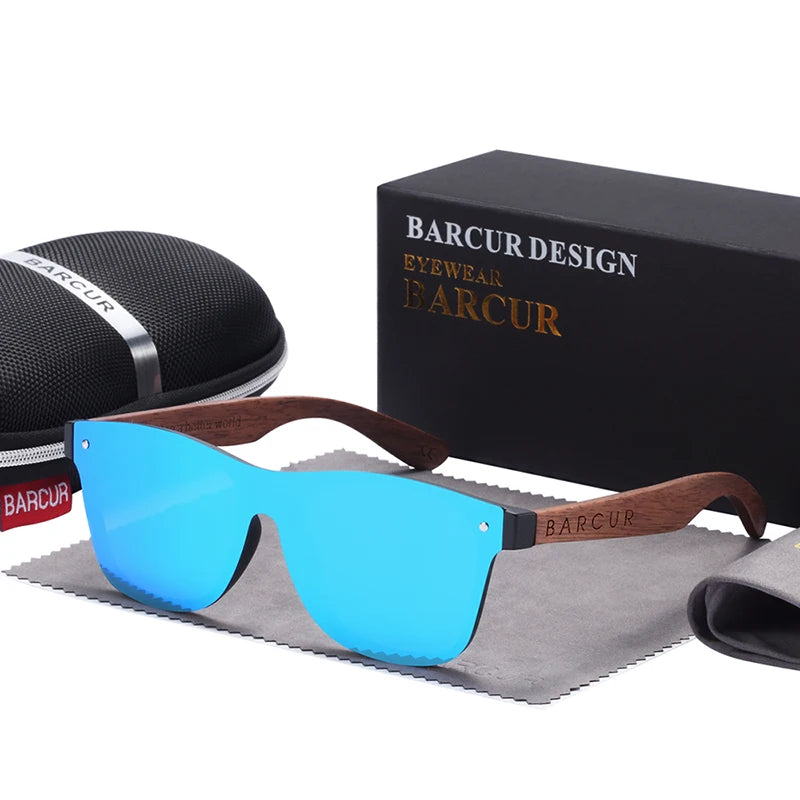 Barcur wood sunglasses natural black walnut sun glasses for men eyewear women polarized uv400 oculos de sol masculino