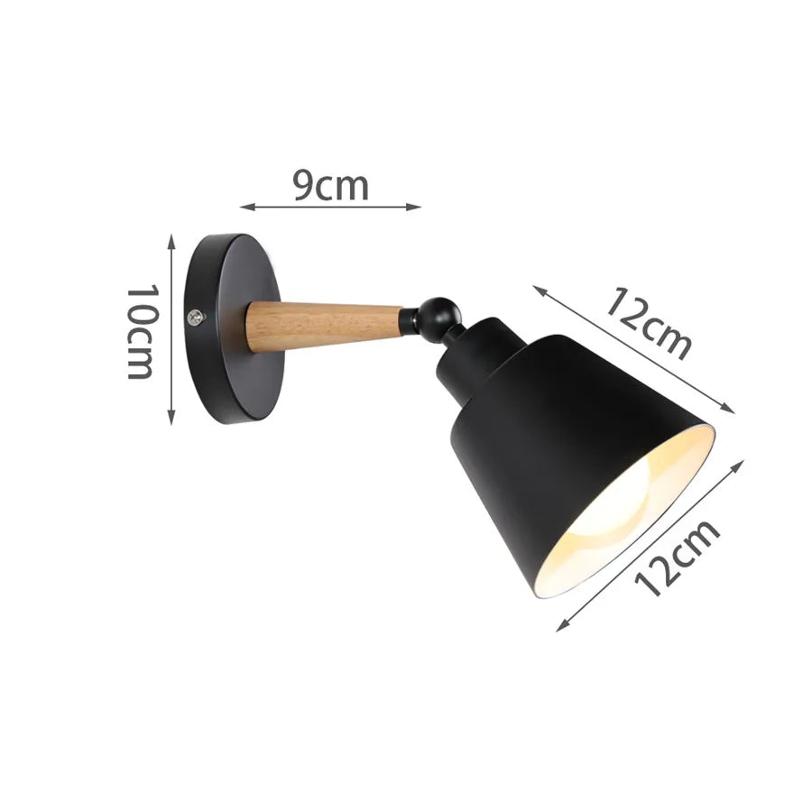 Nordic wood wall lights bedroom bedside lamp black creative modern e27 lamps suspension led home lighting sconce room
