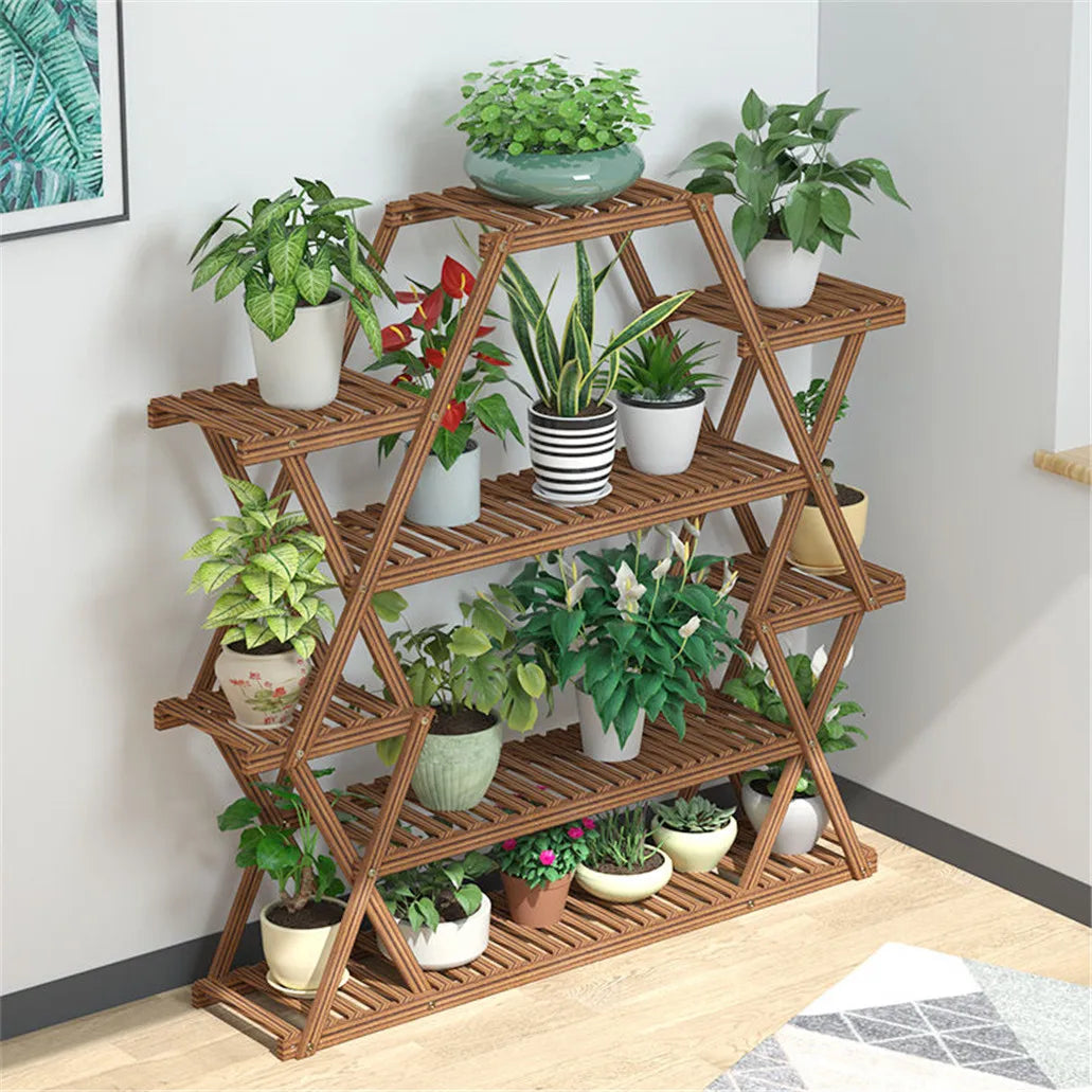 8 tier tall large capacity wood plant stand steady flower shelves for patio porch balcony