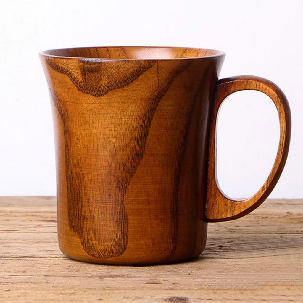 Wood cup mug beer coffee tea juice milk tankard handcrafted for camping picnic home office party accessories - style 1