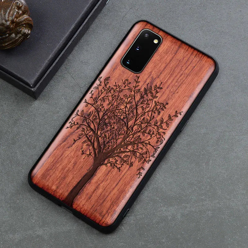 Natural wood wooden tpu case for samsung galaxy s25 ultra s24 s23 s21 s20 fe note20 cover phone shell skin bag - color 2