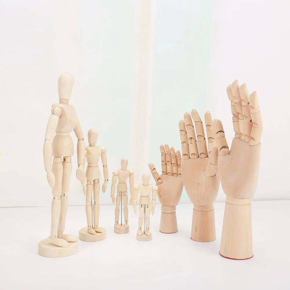 Drawing sketch mannequin model movable limbs wooden hand body draw action toys home decor artist models jointed doll