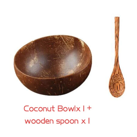 Personalized name/ logo coconut bowl fruit salad noodle rice wooden tableware creative shell kitchen set - b / engrave