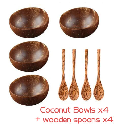 Personalized name/ logo coconut bowl fruit salad noodle rice wooden tableware creative shell kitchen set - h / blank