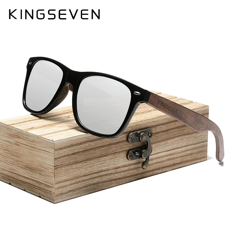 Kingseven walnut wooden polarized sunglasses men/women uv protection glasses natural wood handmade eyewear fashion