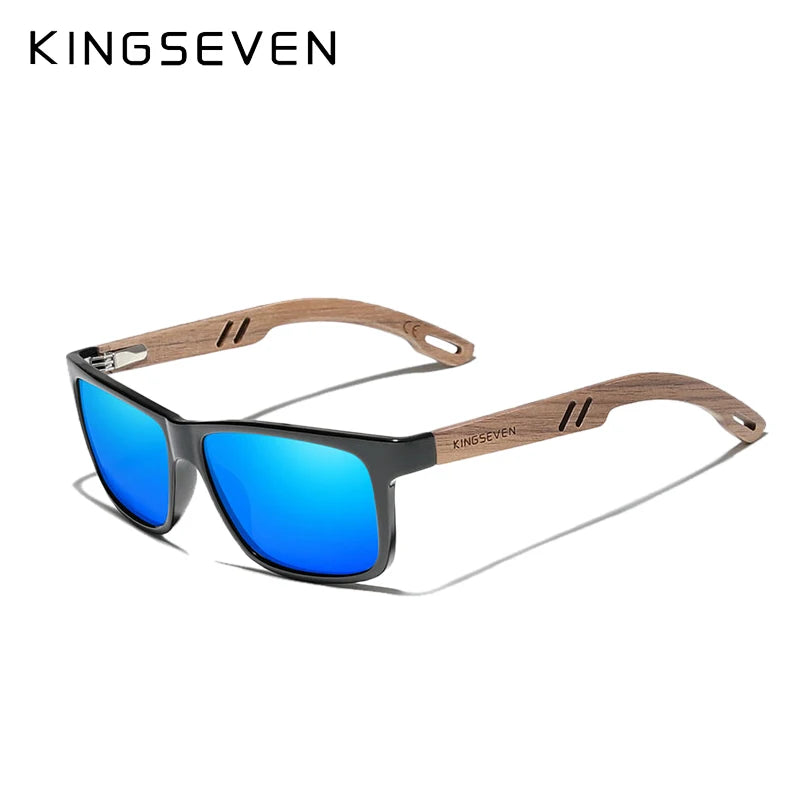 Kingseven brand tr90 natural walnut wooden sunglasses for men polarized uv400 lens retro women glasses reinforced hinge