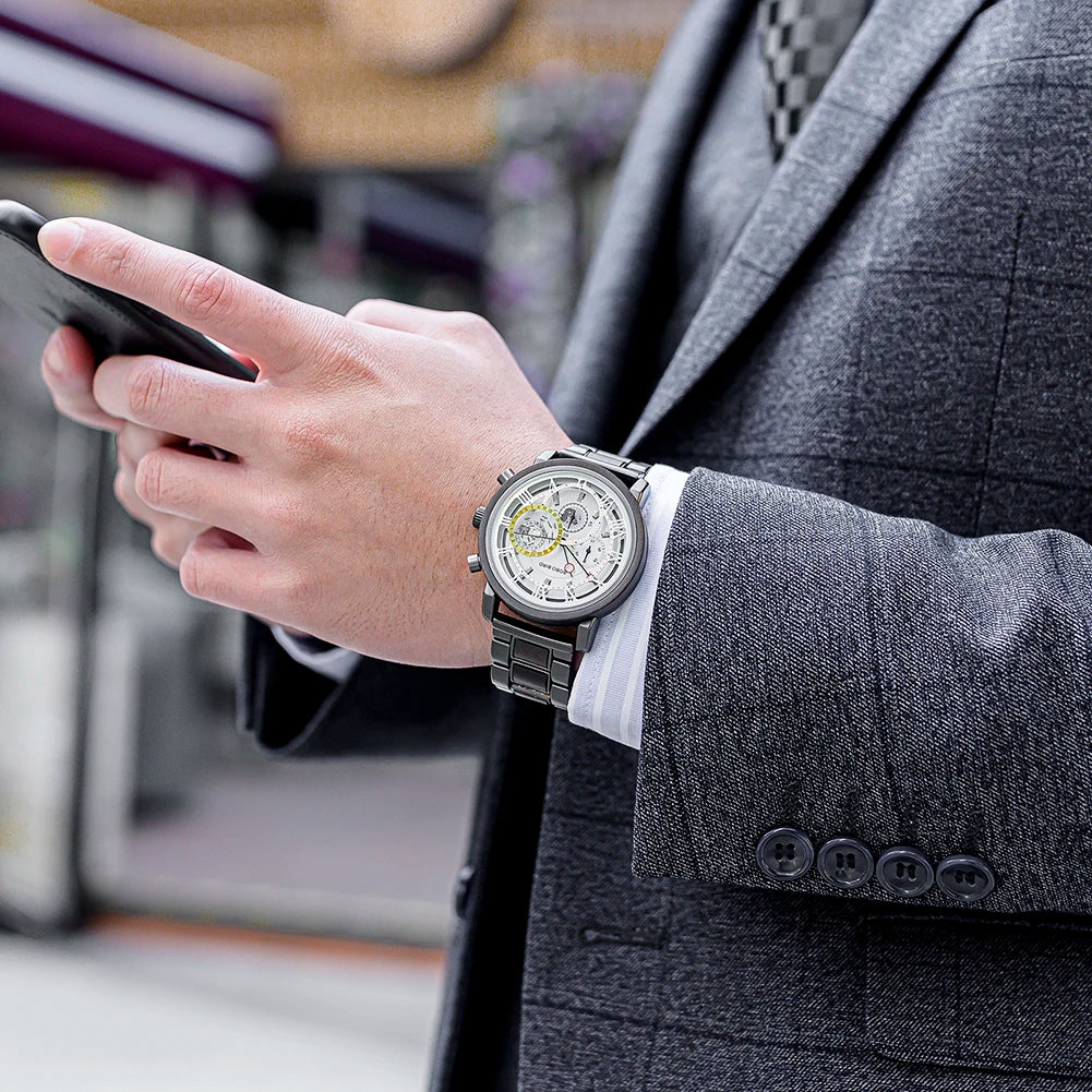 Bobo bird 2022 wood watch men top brand luxury chronograph military watches miyota js25 great valentine’s day gifts