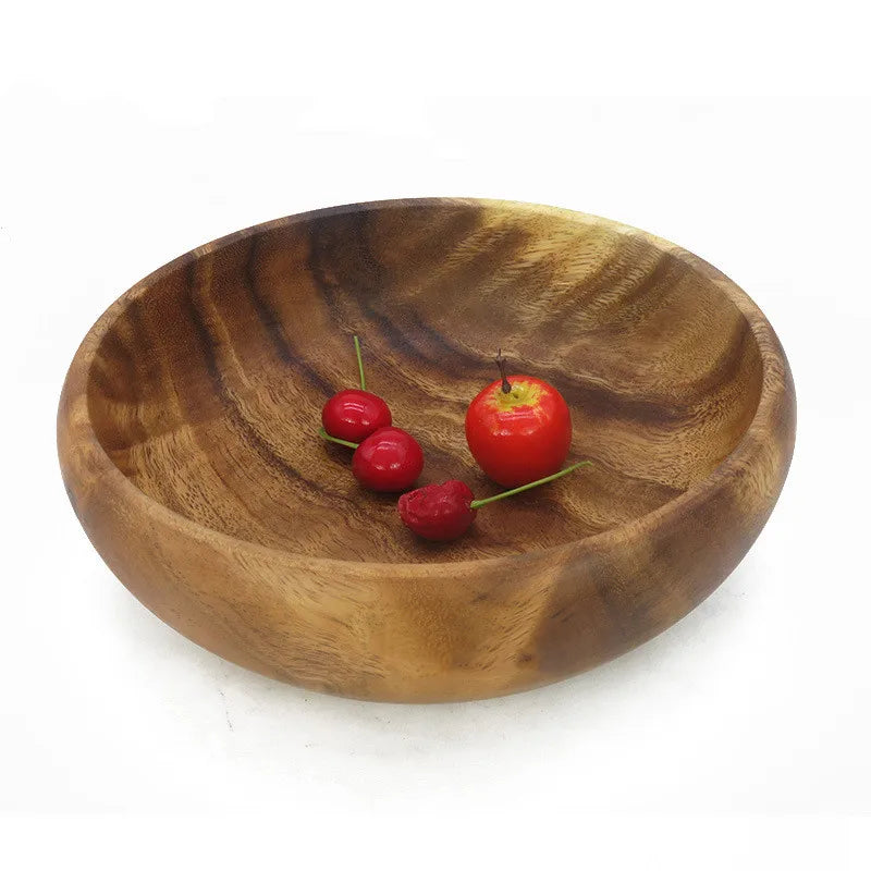 Japan style solid wood retro bowl acacia kitchenware lidded large soup/ramen/milkshake tableware kitchen supplies