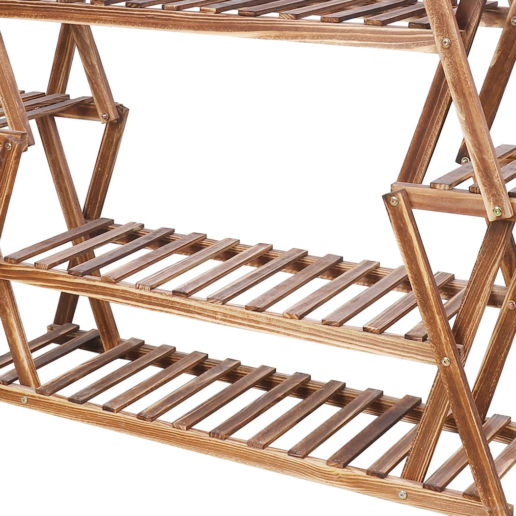 8 tier tall large capacity wood plant stand steady flower shelves for patio porch balcony