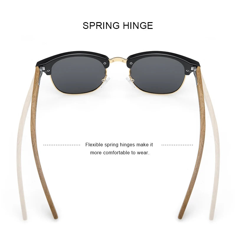 Merrys design classic wooden sunglasses for men women polarized uv400 protection semi-rimless retro eyewear handmade