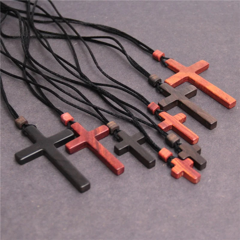 High-grade solid wood cross pendant necklace women men jewelry precious mahogany sandalwood female male gift