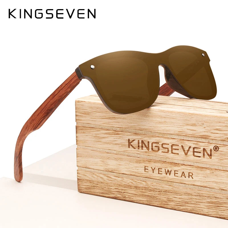 Kingseven polarized uv400 vintage sunglasses for men brand wooden flat lens square frame women eye protection oculos