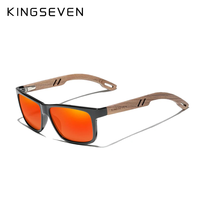 Kingseven brand tr90 natural walnut wooden sunglasses for men polarized uv400 lens retro women glasses reinforced hinge