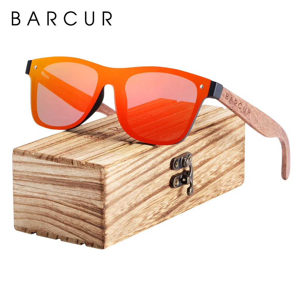 Barcur wood sunglasses natural black walnut sun glasses for men eyewear women polarized uv400 oculos de sol masculino