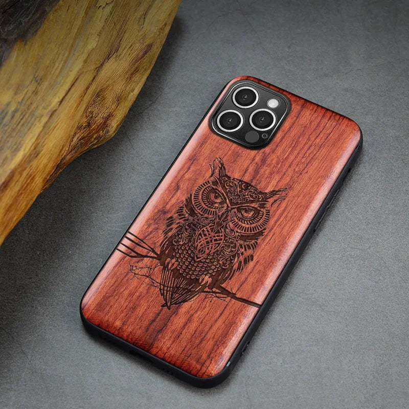 Real wood phone case for iphone 15 pro max shockproof wooden cover 11 12 13 14 xr xs 7 8 plus funda - color 1