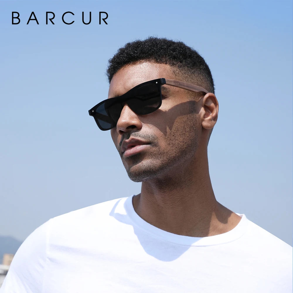 Barcur wood sunglasses natural black walnut sun glasses for men eyewear women polarized uv400 oculos de sol masculino