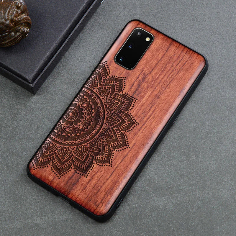 Natural wood wooden tpu case for samsung galaxy s25 ultra s24 s23 s21 s20 fe note20 cover phone shell skin bag - color