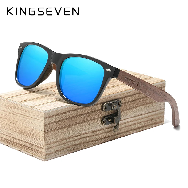 Kingseven walnut wooden polarized sunglasses men/women uv protection glasses natural wood handmade eyewear fashion