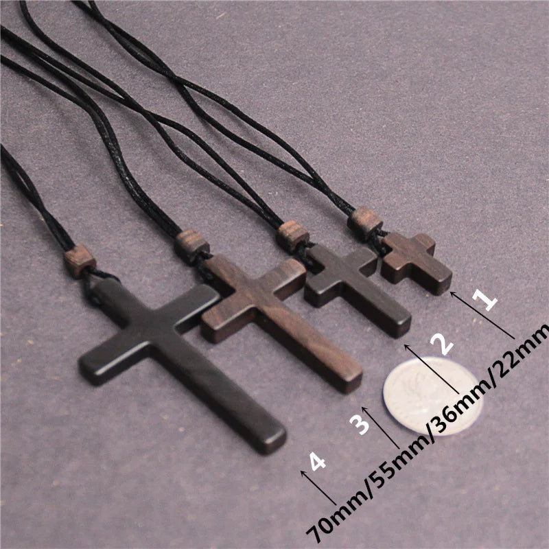 High-grade solid wood cross pendant necklace women men jewelry precious mahogany sandalwood female male gift