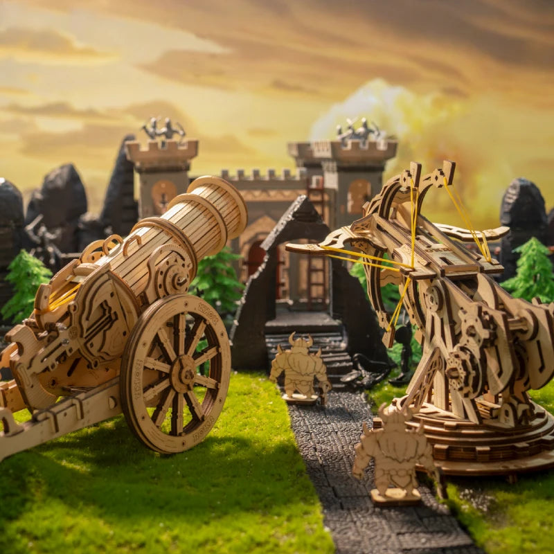 Robotime 3d wooden puzzle medieval siege weapons game assembly set gift for children teens adult war strategy toy kw401