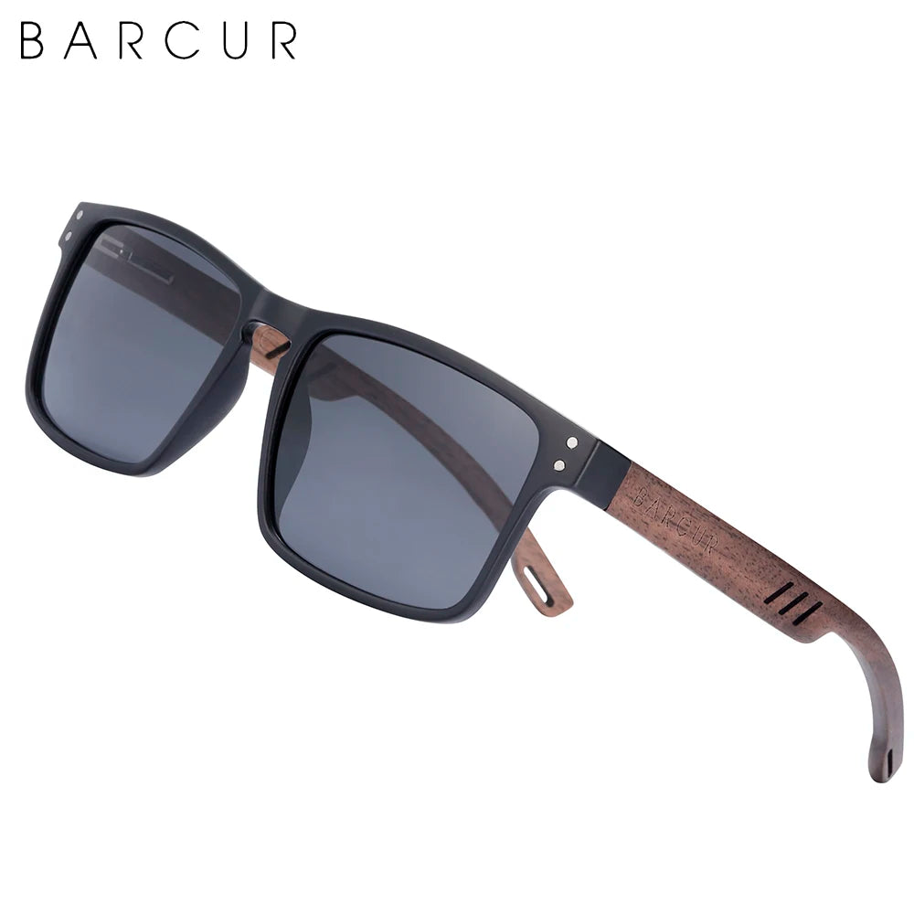 Barcur men sunglasses for brand designer natural walnut wood sun glasses women polarized eyewear uv400 oculos