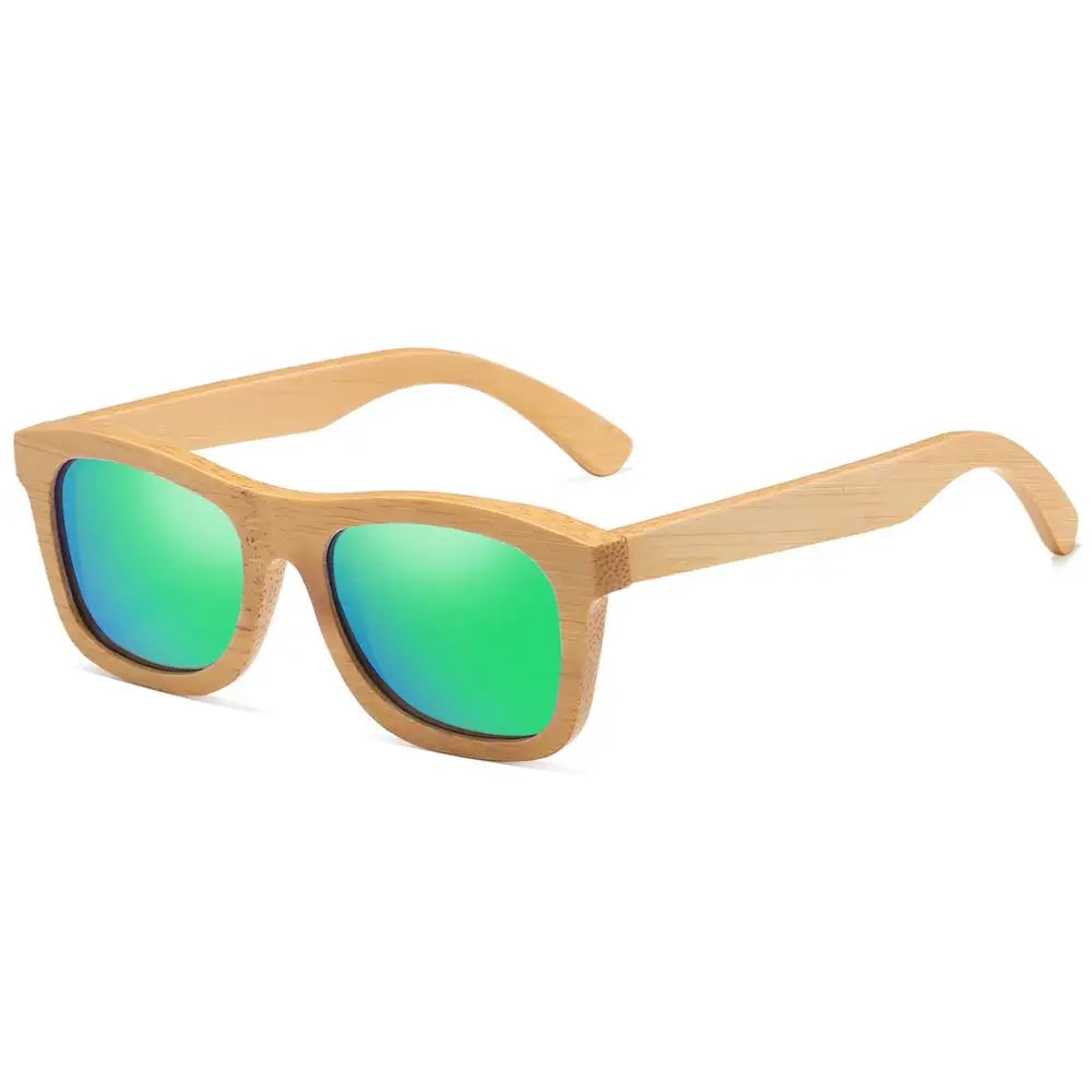 Gm natural wooden sunglasses handmade polarized mirror fashion bamboo eyewear sport glasses s1725 - green