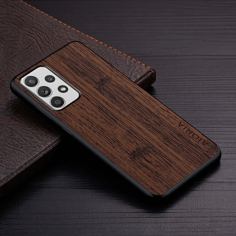 Case for samsung galaxy a52 a72 a32 a22 a12 a22s a52s 5g 4g funda bamboo wood pattern leather cover luxury phone case