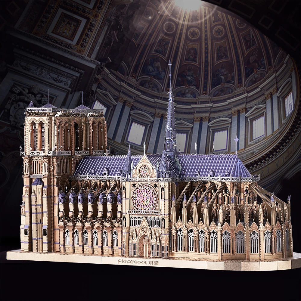 Piececool 3d metal puzzles jigsaw notre dame cathedral paris diy model building kits toys for adults birthday gifts