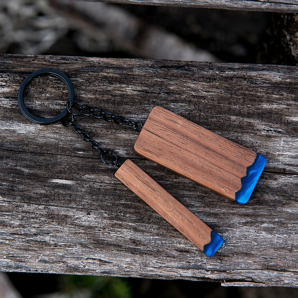 Custom resin wood keychain fashion personlized gift for couple car key ring chain engraving text logo name oem