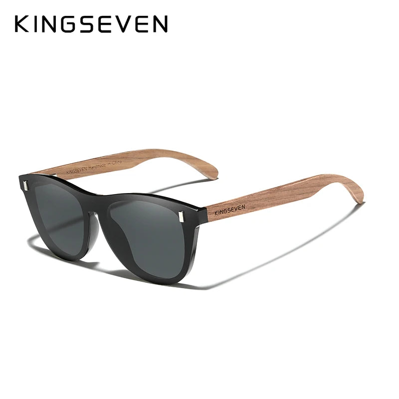 Kingseven handmade black walnut sunglasses wood polarized men women uv400 protection original accessories - gray