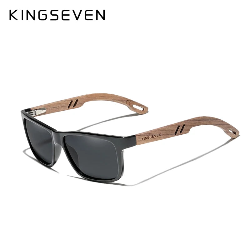 Kingseven brand tr90 natural walnut wooden sunglasses for men polarized uv400 lens retro women glasses reinforced hinge