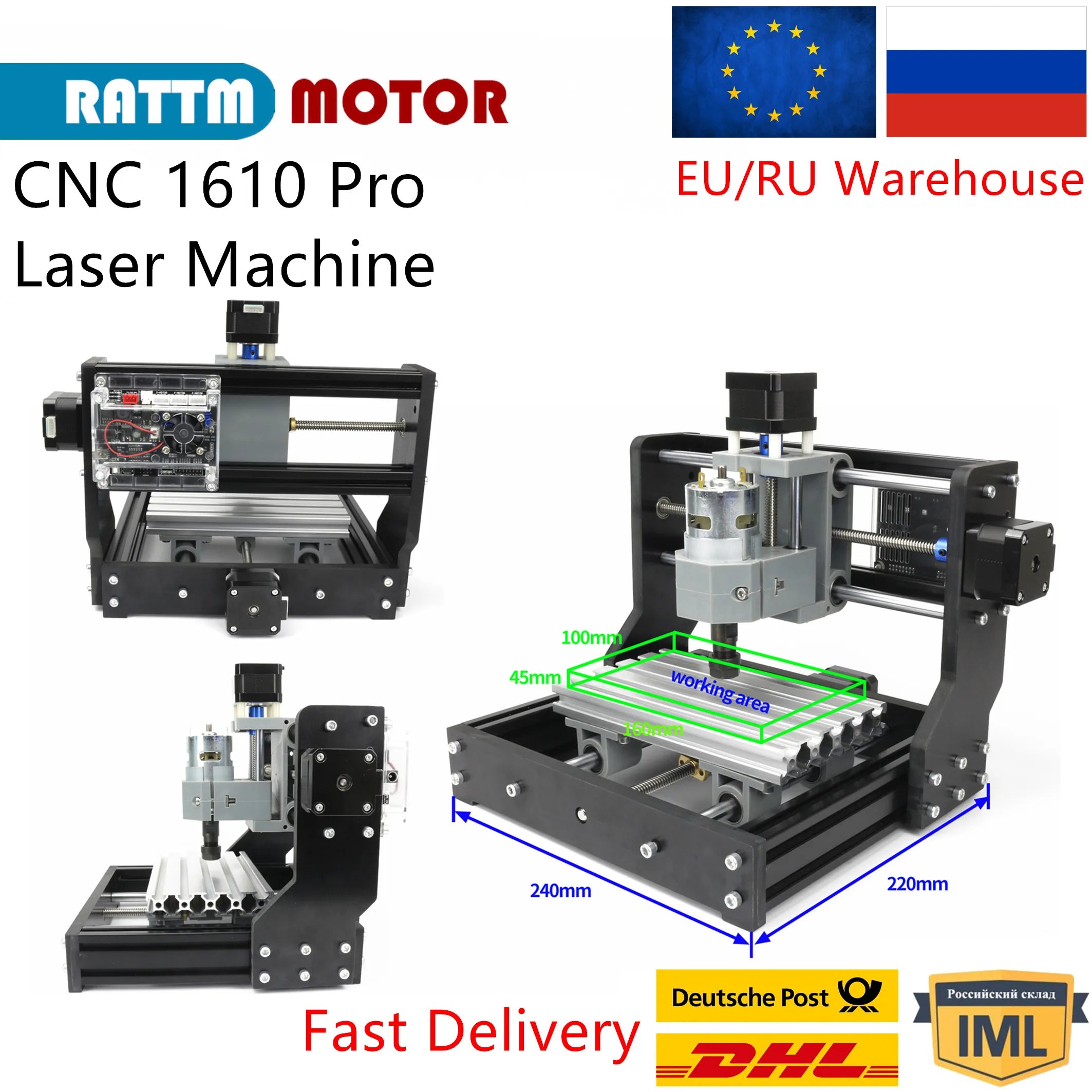 【eu & usa br stock】cnc 1610 pro diy laser engraving router woodworking milling machine with grbl off-line controller 3