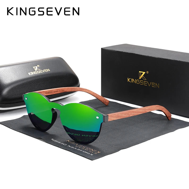 Natural wooden sunglasses kingseven bubinga men’s polarized glasses fashion sun original accessories - green bubinga
