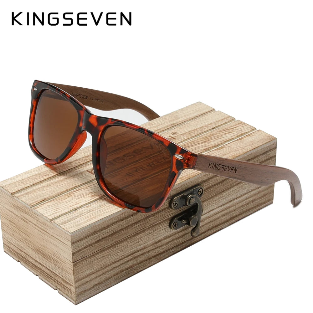 Kingseven brand 2023 fashion handmade natural wooden sunglasses for men women polarized sun glasses uv400 mirror male
