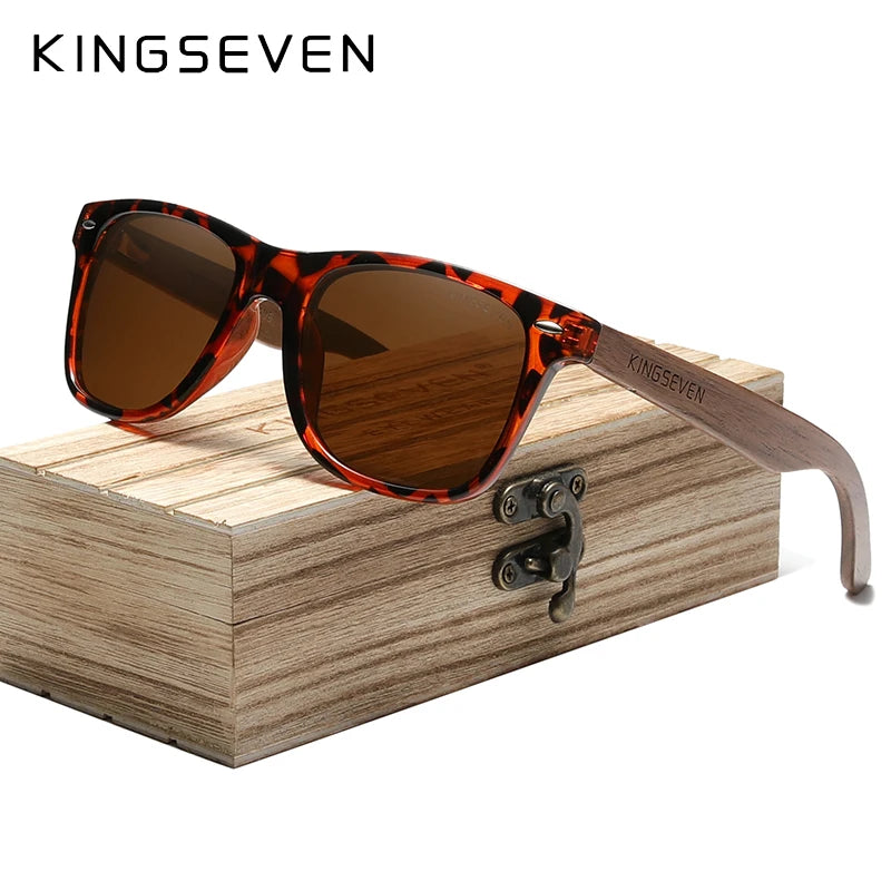 Kingseven walnut wooden polarized sunglasses men/women uv protection glasses natural wood handmade eyewear fashion