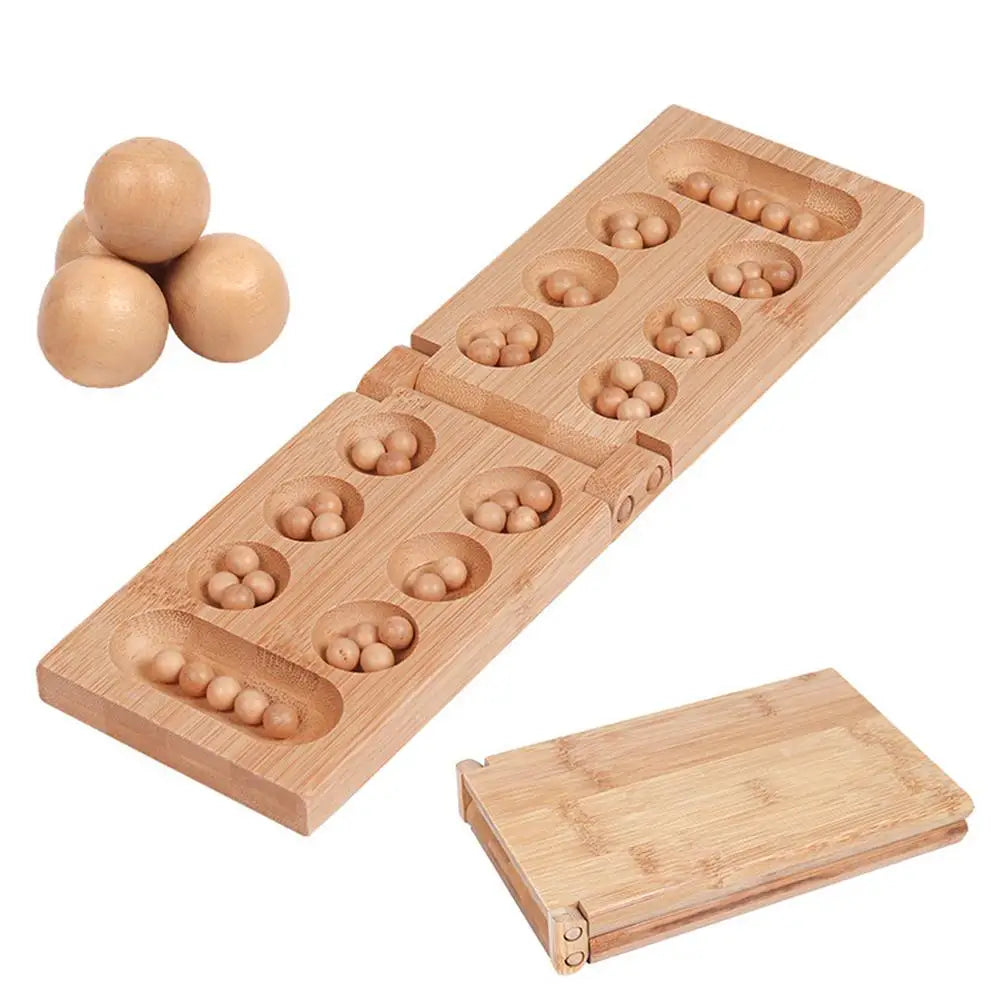 Wooden mancala board game with beads adults kids puzzle oldest strategy games thinking for children