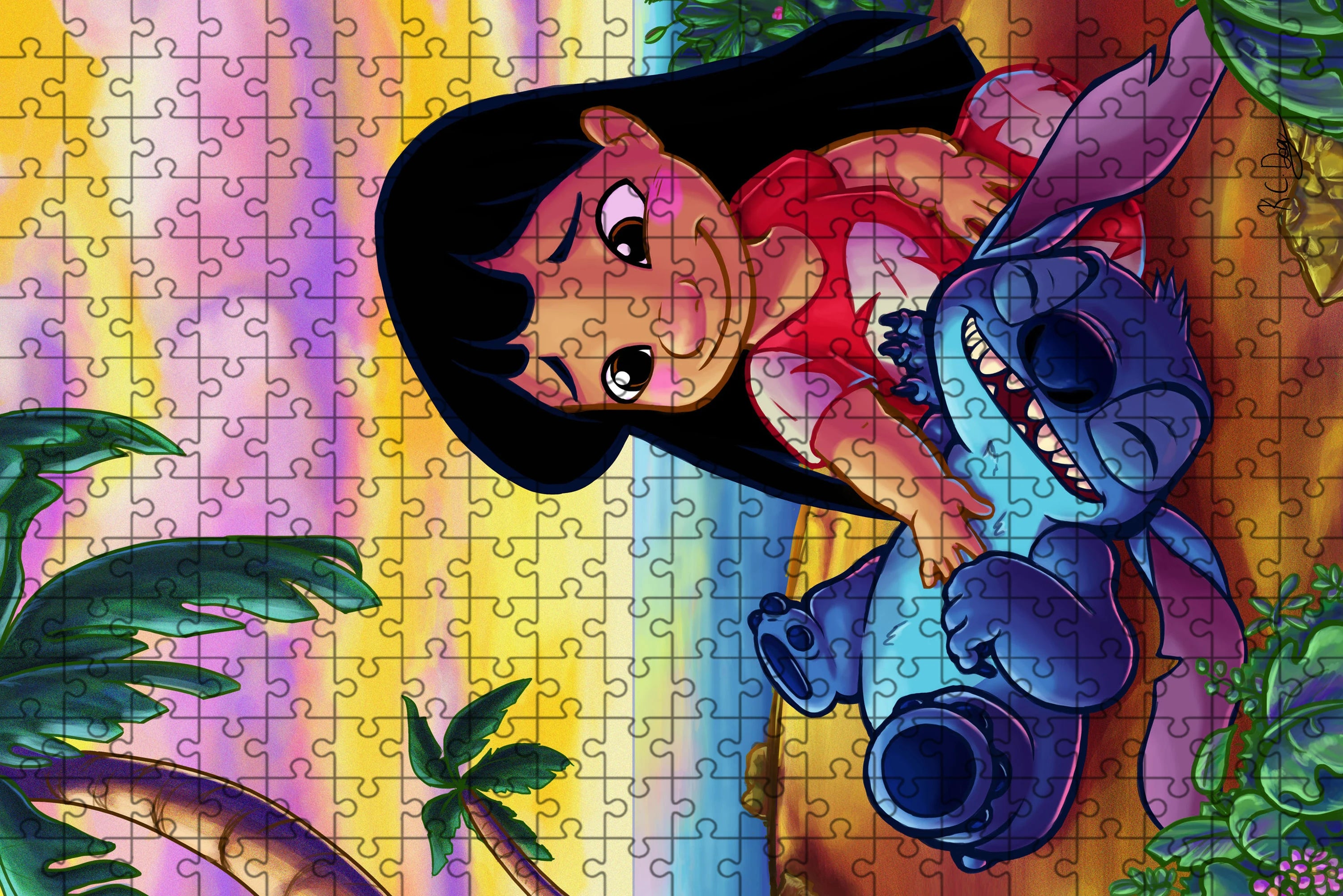 Disney stitch puzzle 108/200/300/500/1000 pieces game jigsaw toys gifts wooden high-quality floor puzzle - 300pieces-05