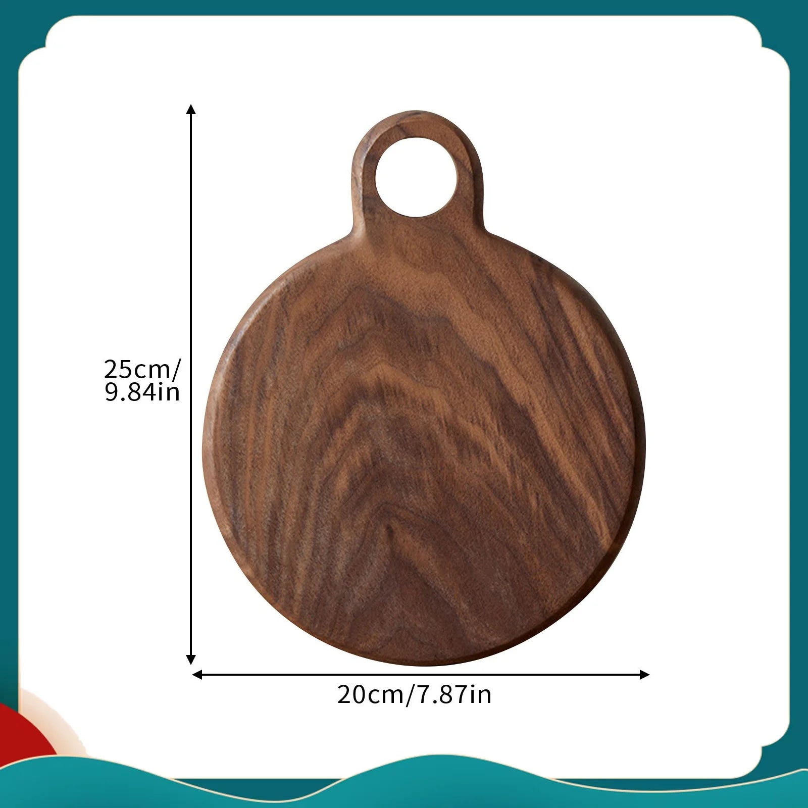 Carved wooden cutting board fruit water cup children’s dining plate steak - 25x20x2cm / one size