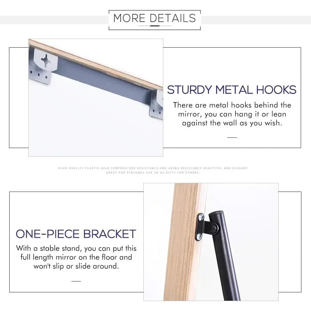 Full length mirror standing hanging reflective dressing with wood frame bedroom living room locker home use - united