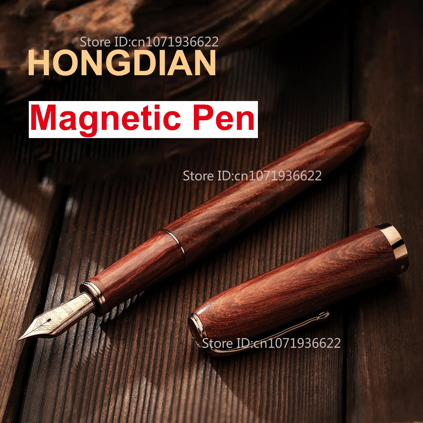 Hongdian a10 log fountain pen magnetic cap premium wood calligraphy ef f nib for writing practice & gifts office