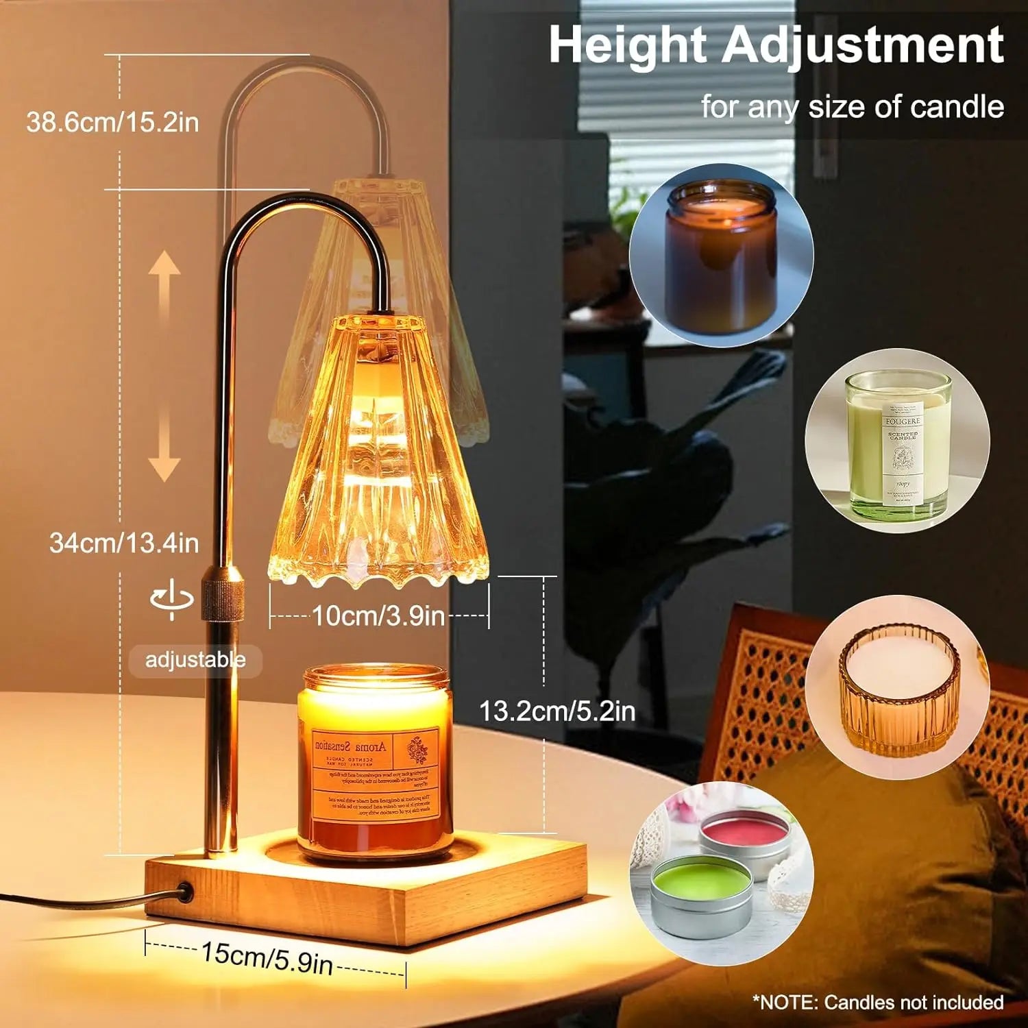 Lightess candle warmer lamp electric with timer & dimmer height adjustable 2 bulbs - united states