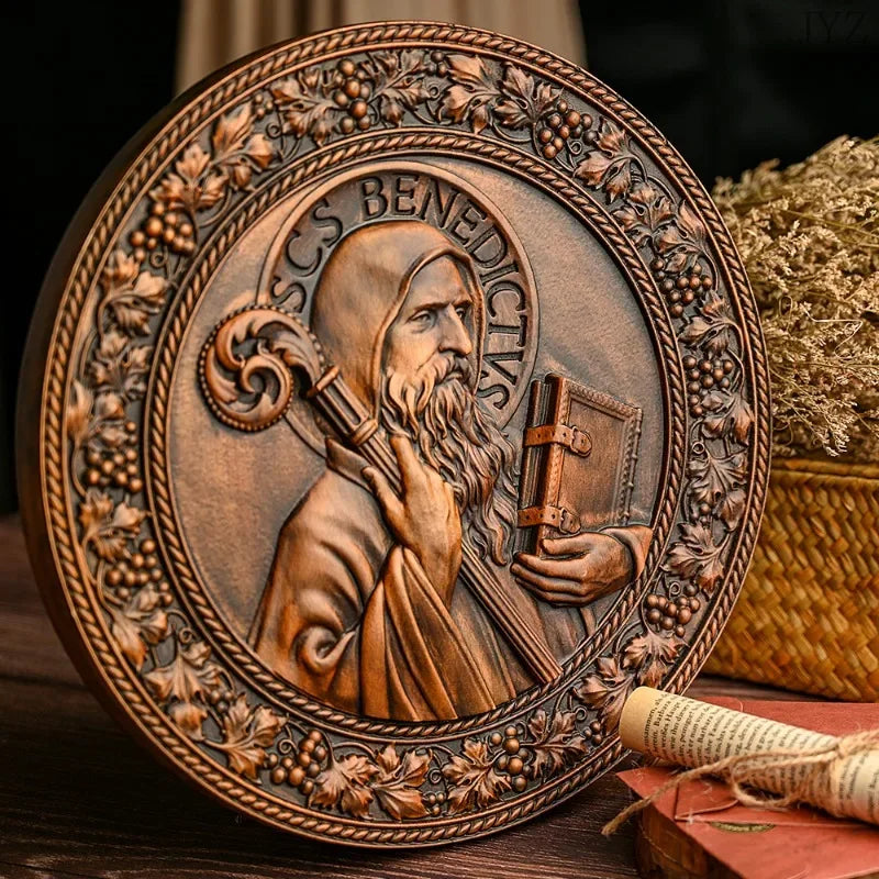 High quality retro saint benedict statue catholic icon religious figure church decor desktop ornament - (christian)