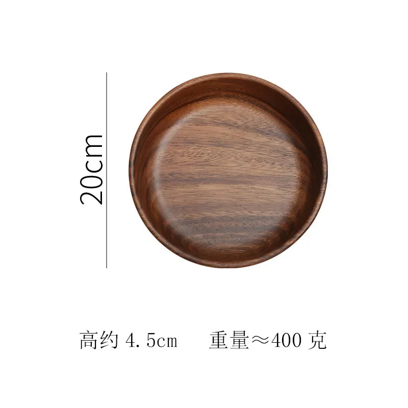 Solid wood bowl walnut boat bowl creative wooden salad fruit vintage storage home kitchen utensils - 20cm