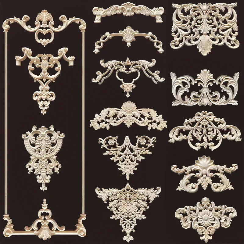europe-wood-appliques-molding-decals-for-furniture-home-decor-carving-onlays-flower-background-wall-decoration-wood-figurines
