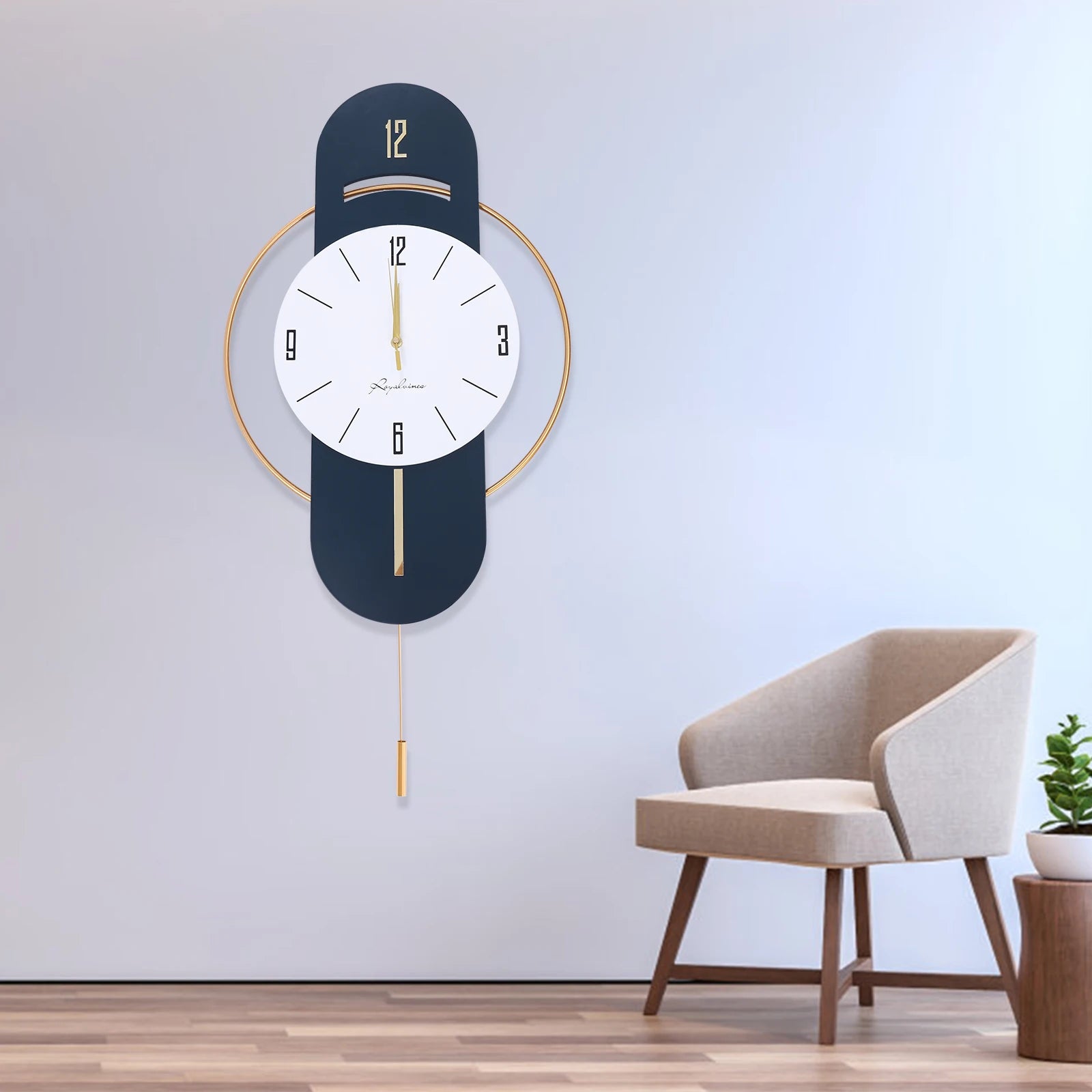 Battery operated wall clock modern extra big 42x84cm clocks for living room silent non-ticking decorative - united