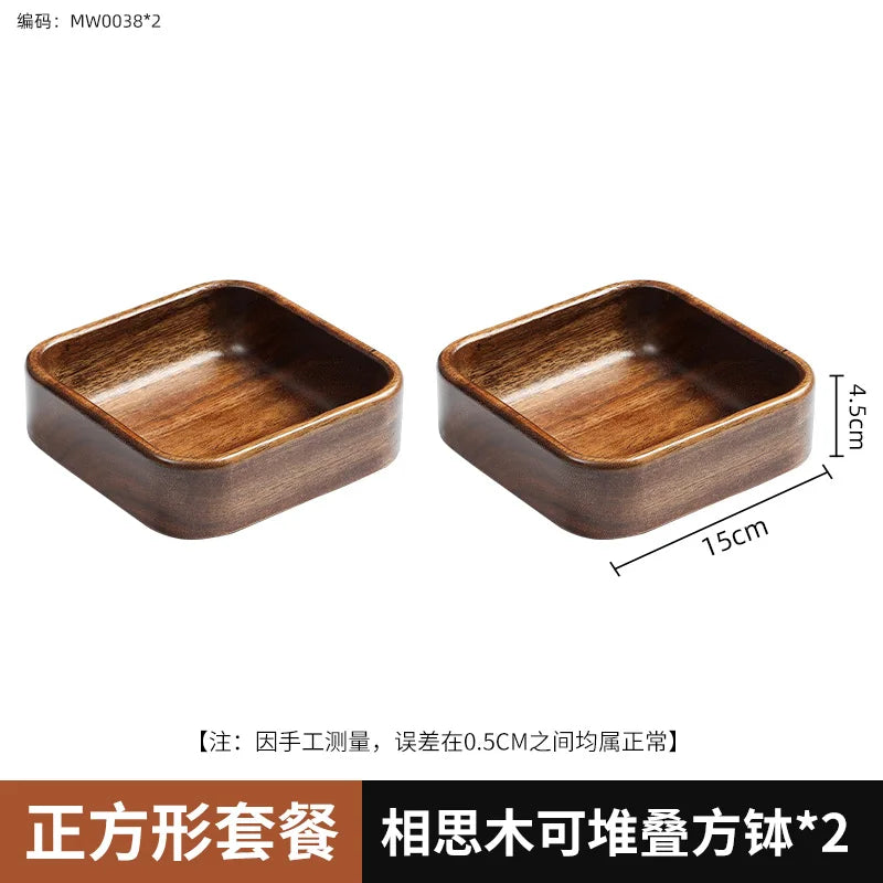 Solid wood tray acacia premium kung fu tea small fruit snacks nuts dessert plate desktop storage tableware - c 2pcs