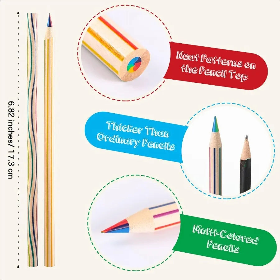 48 pcs rainbow colored pencils bulk 7 color in 1 wooden pencil with 4 pieces sharpener for adults art drawing straight